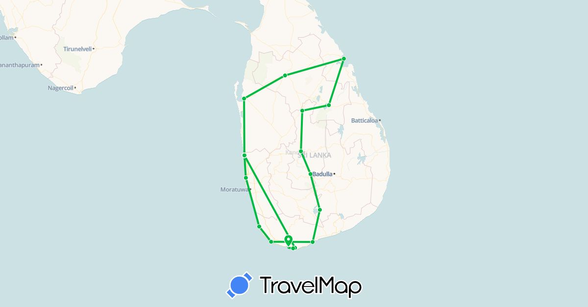 TravelMap itinerary: bus in Sri Lanka (Asia)